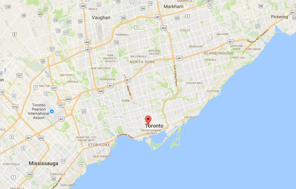 Mapa čtvrti Chinatown v Toronto