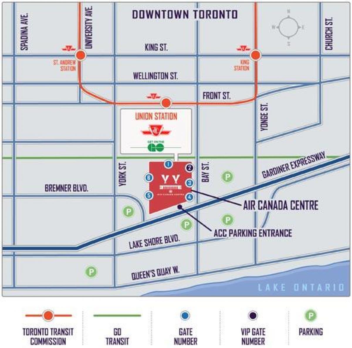 Mapa Air Canada Centre parkoviště - ACC