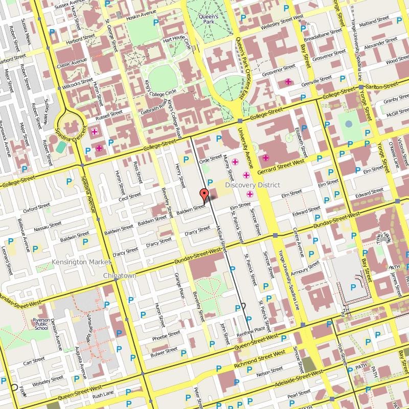 Mapa Baldwin Village Toronto