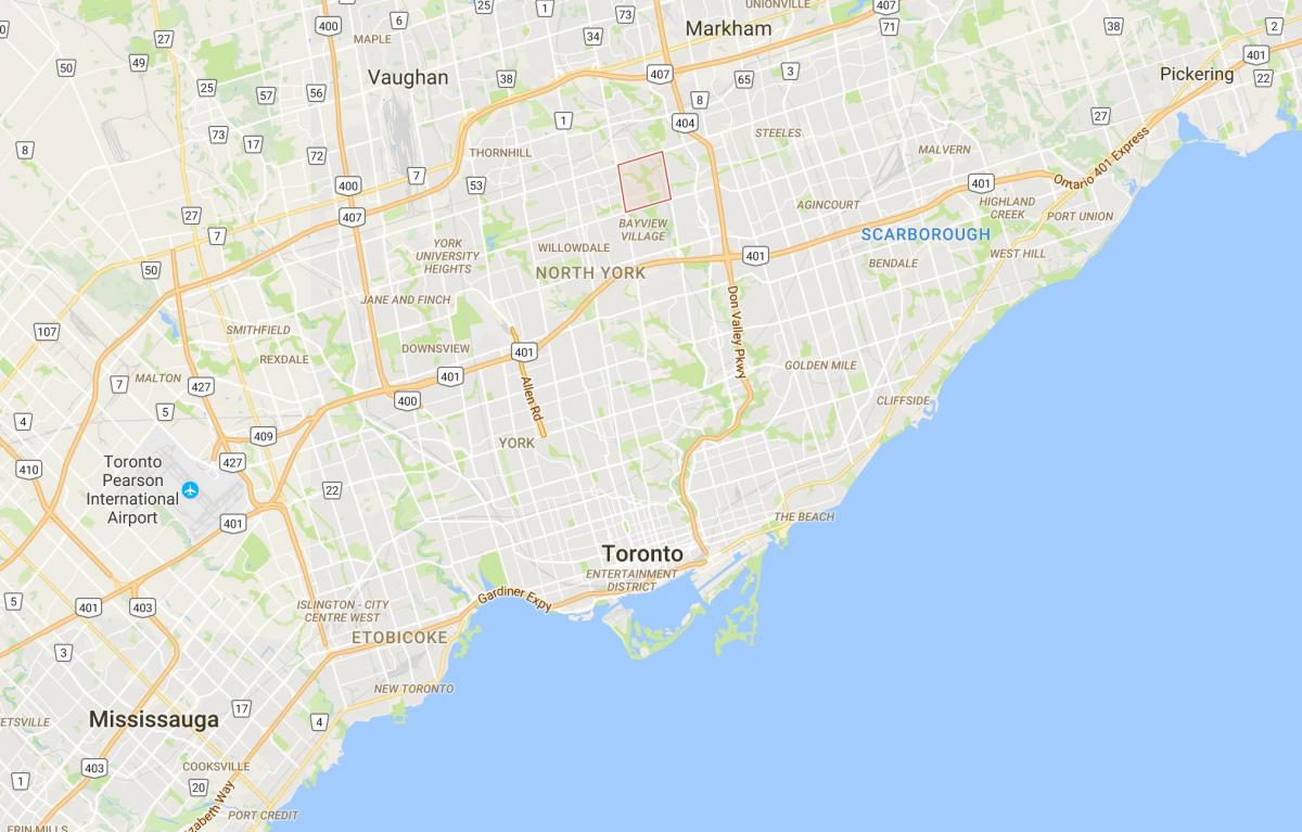 Mapa Bayview Lese – Steeles district Toronto