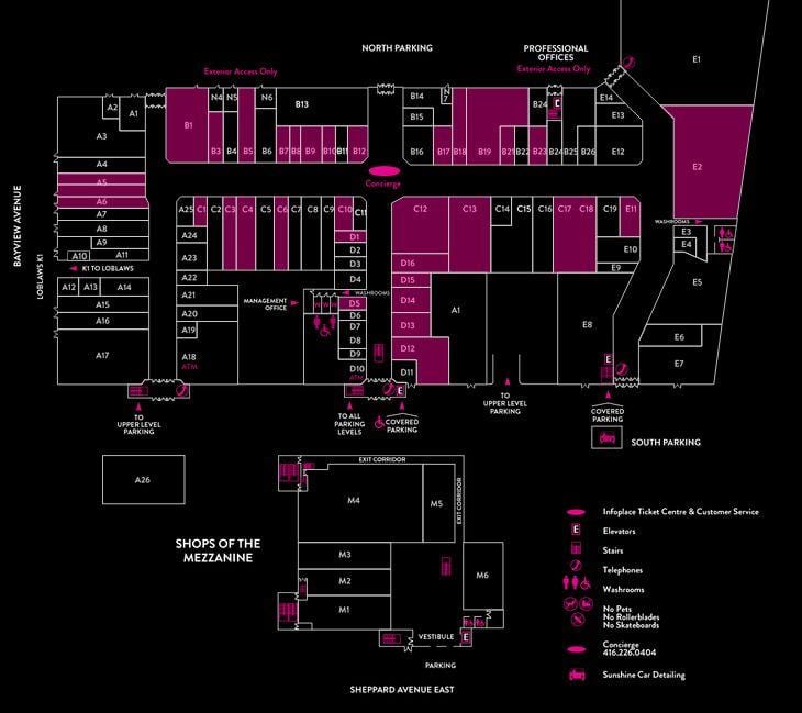 Mapa Bayview Village Shopping Centre