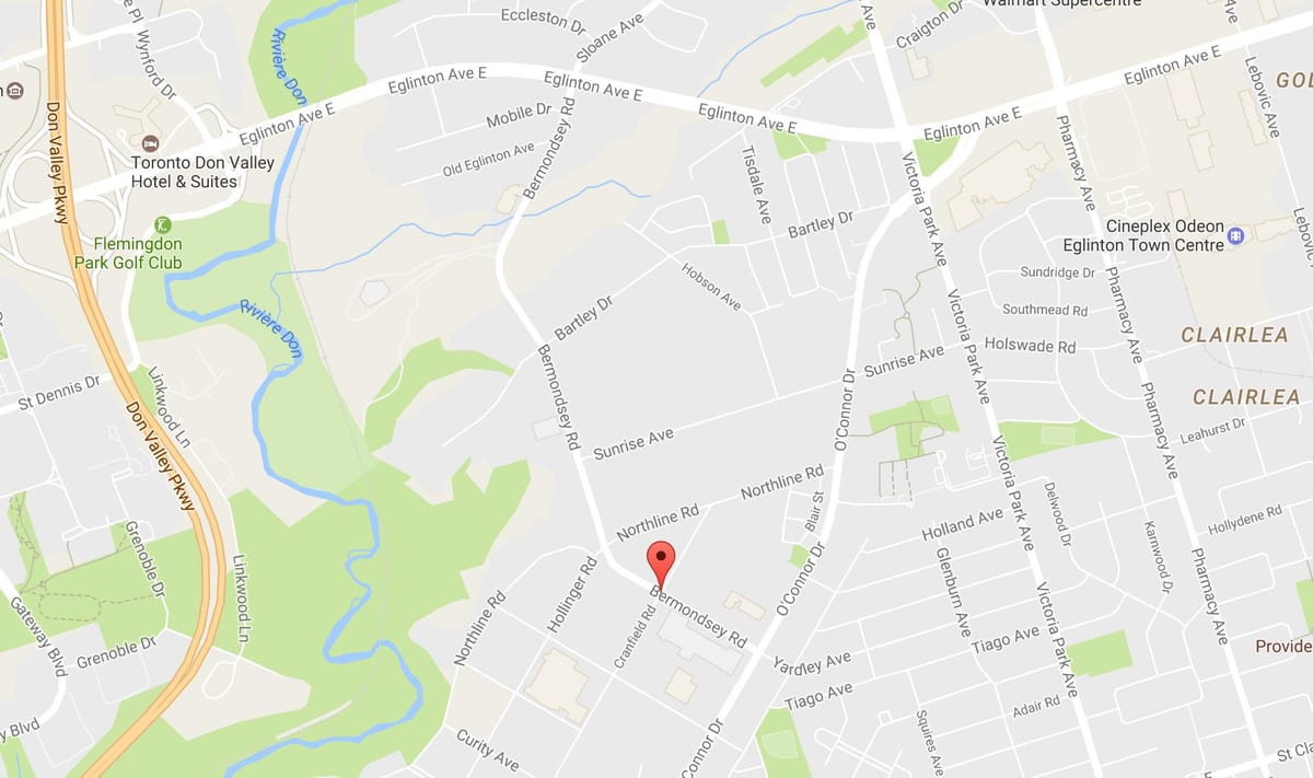 Mapa Bermondsey road Toronto