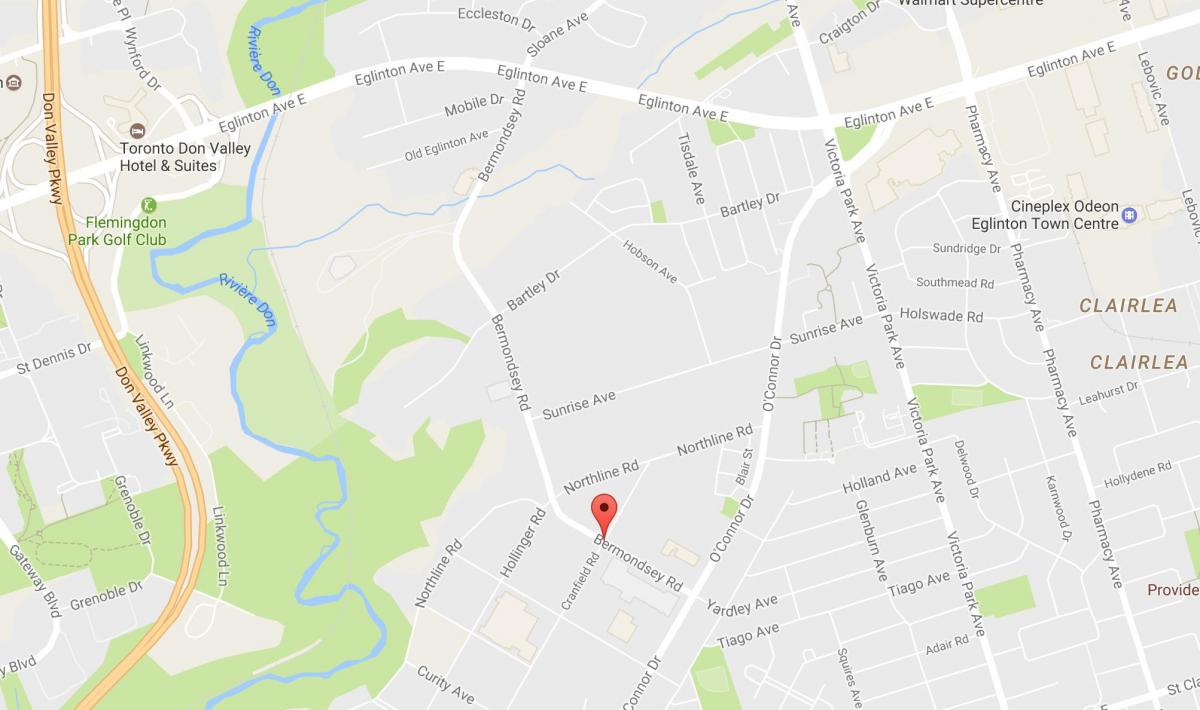 Mapa Bermondsey road Toronto
