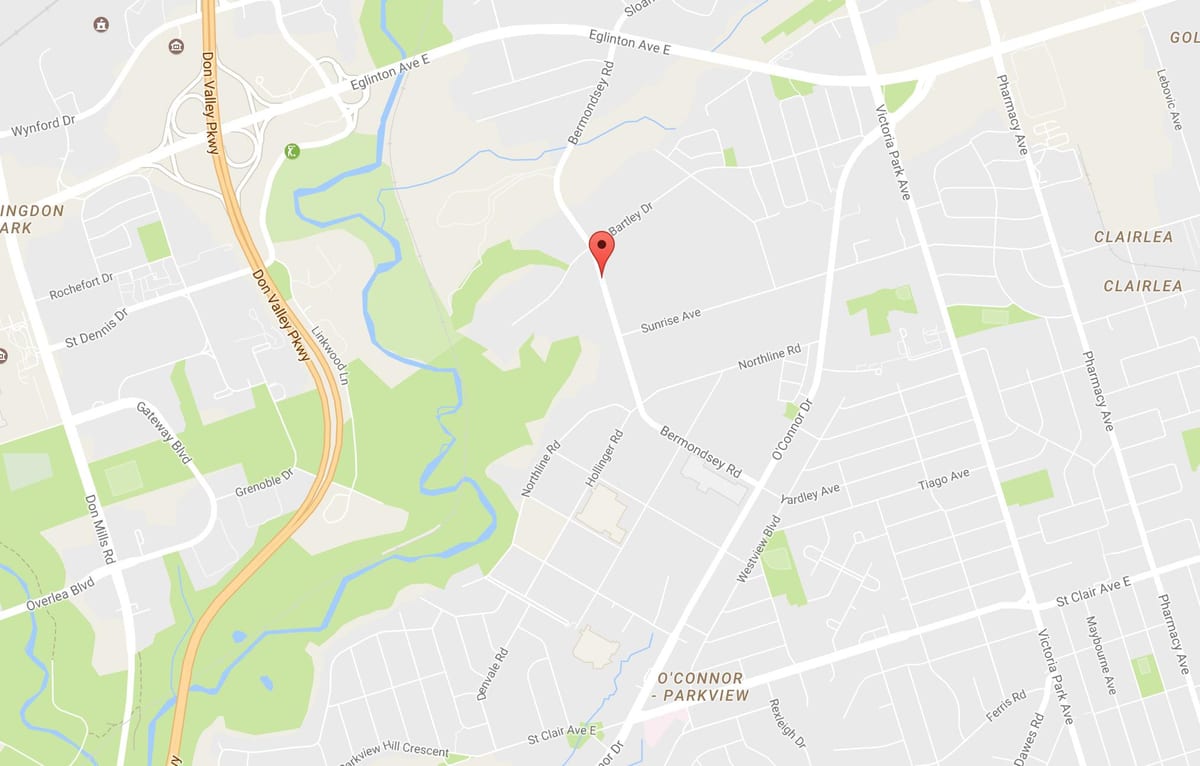 Mapa Bermondsey sousedství Toronta
