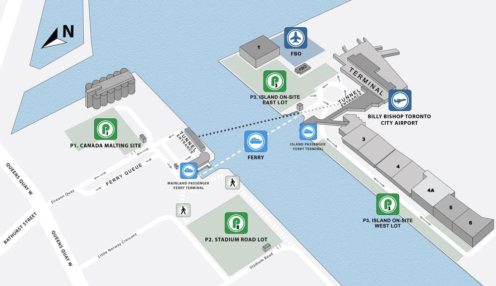 Mapa Billy Bishop parkoviště