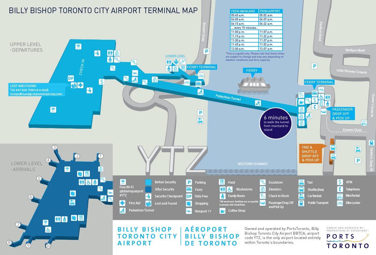 Mapa Billy Bishop Toronto city letiště
