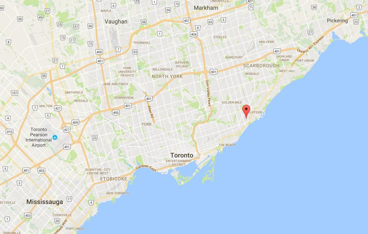 Mapa Bříza Cliff Heights district Toronto