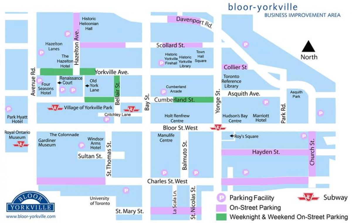 Mapa Bloor Yorkville parkoviště