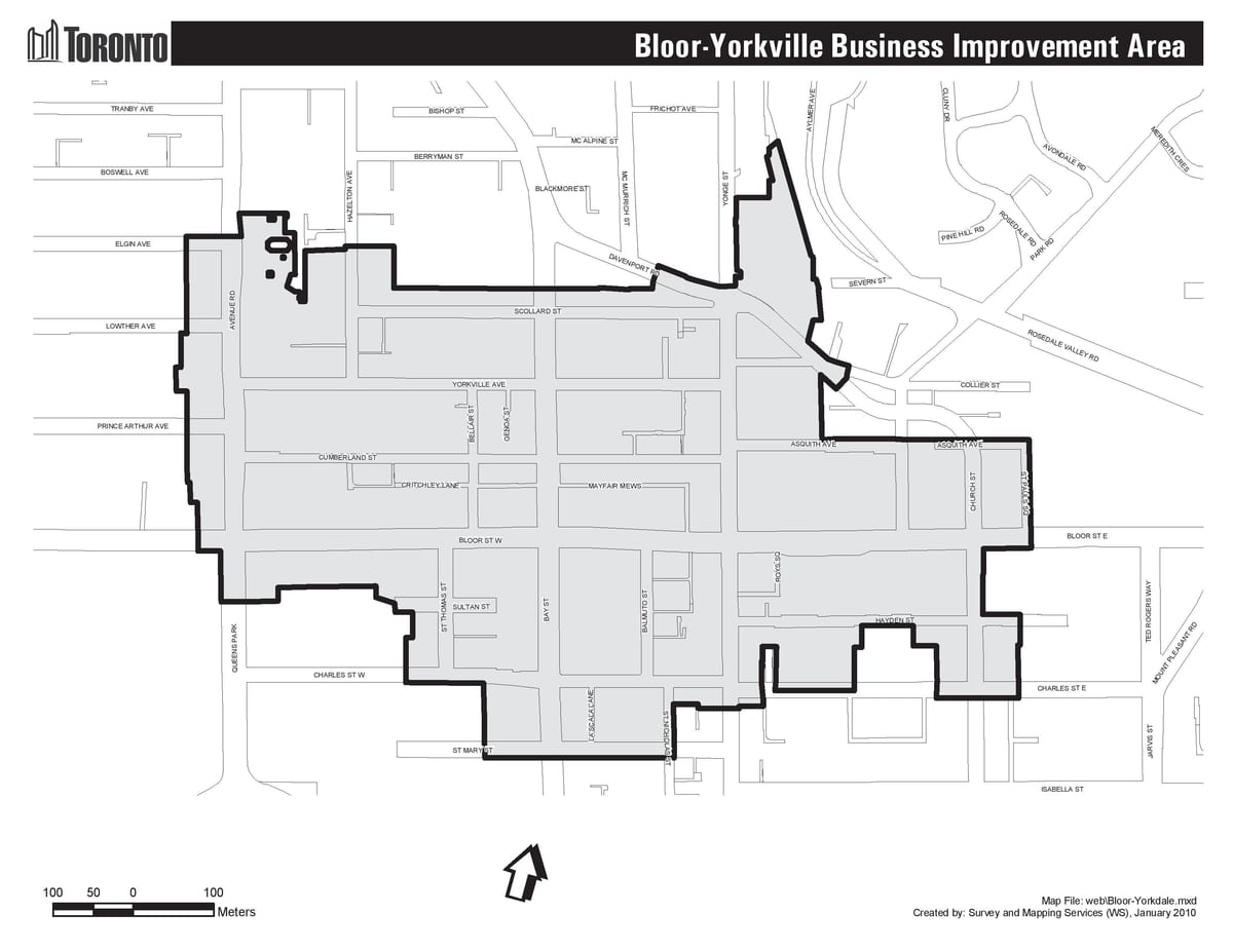 Mapa Bloor Yorkville Toronto boudary