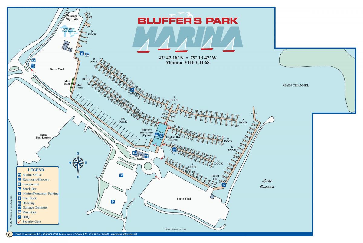 Mapa Bluffer ' s Park Marina