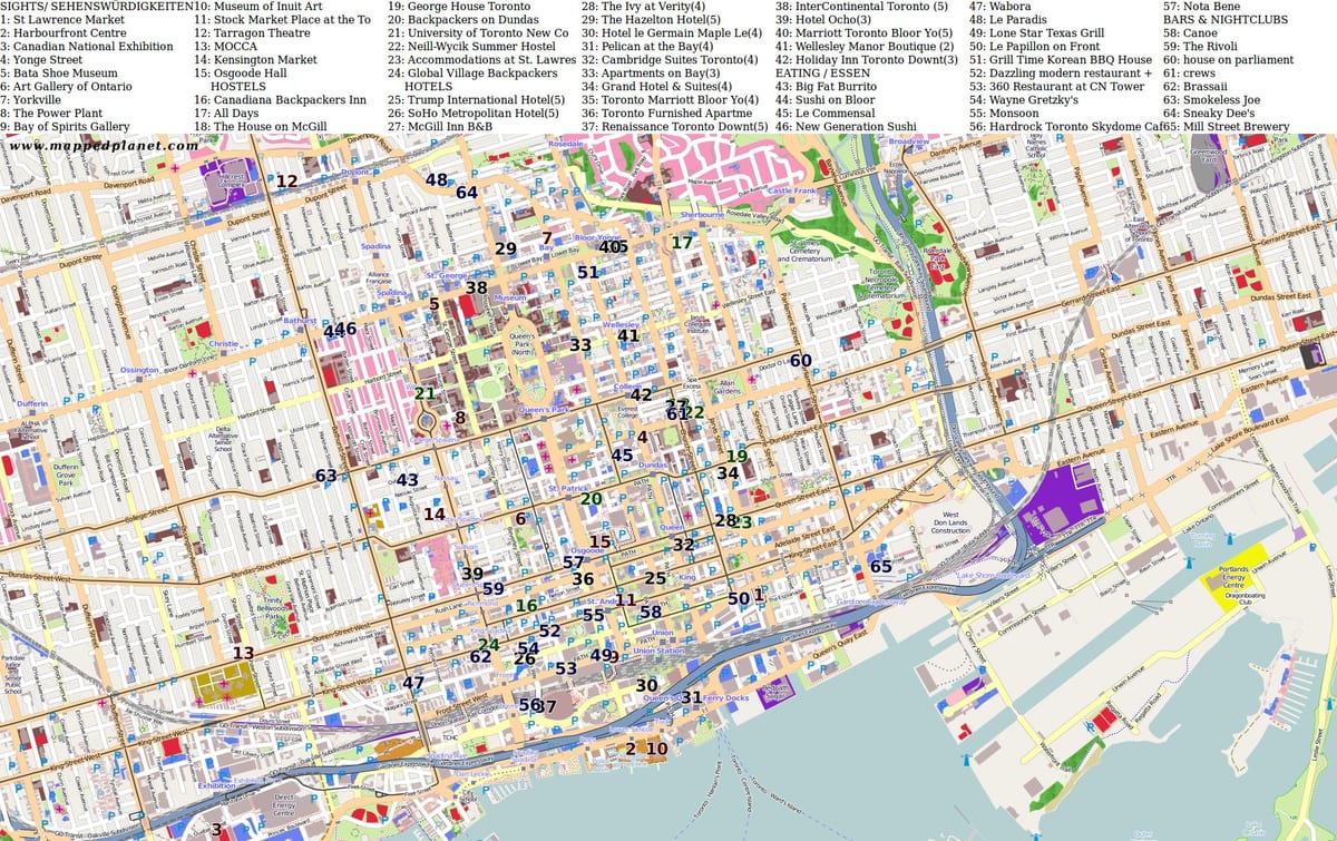 Mapa bod zájmu Toronto
