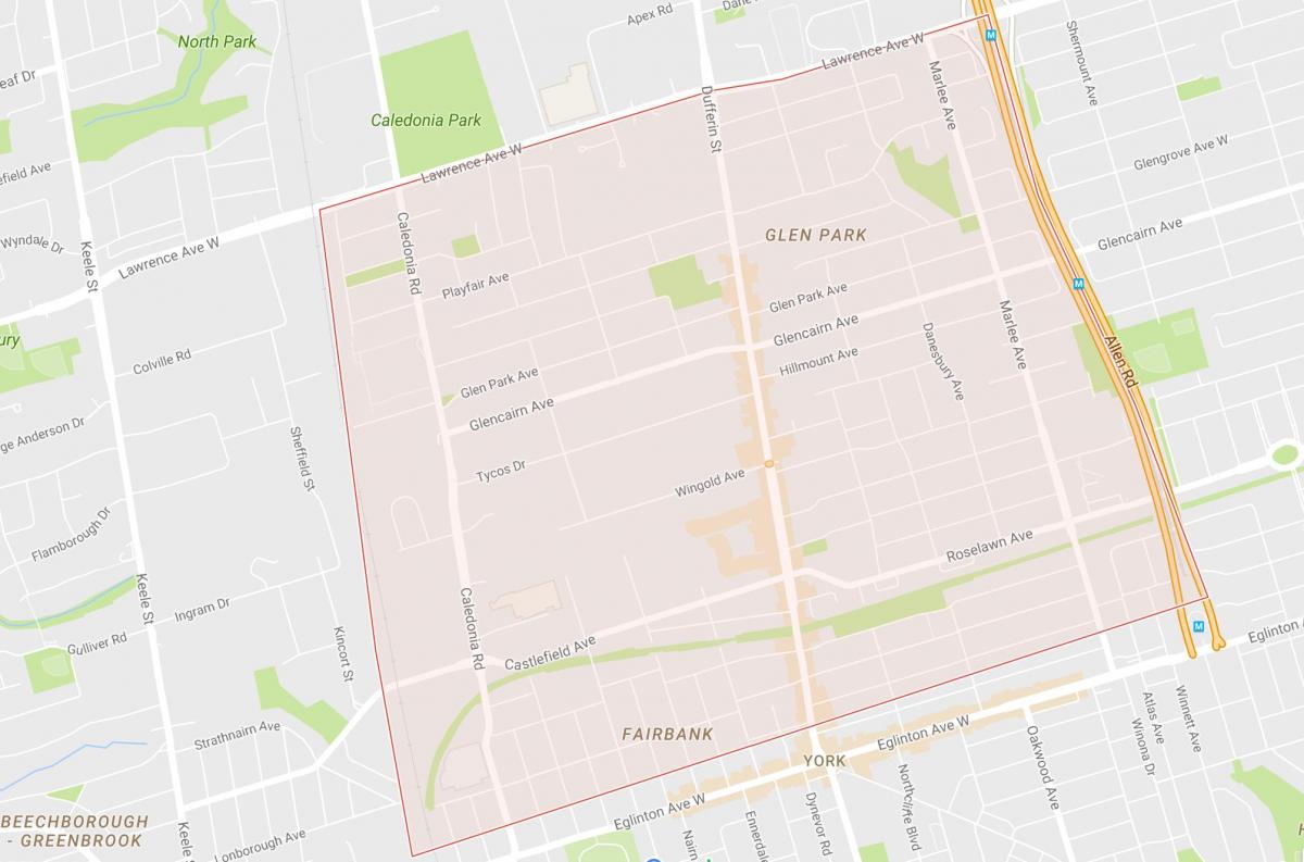 Mapa Briar Hill–Belgravia sousedství Toronta