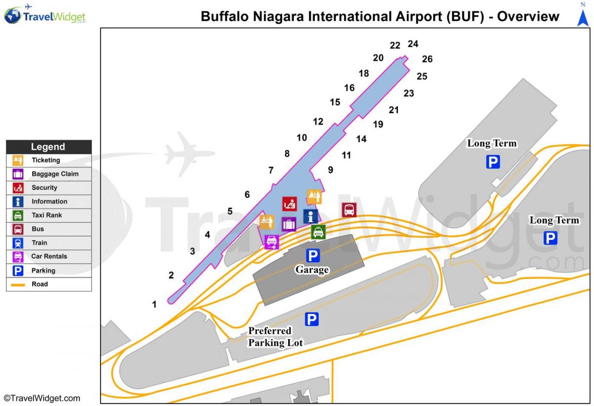 Mapa Buffalo Niagara letiště