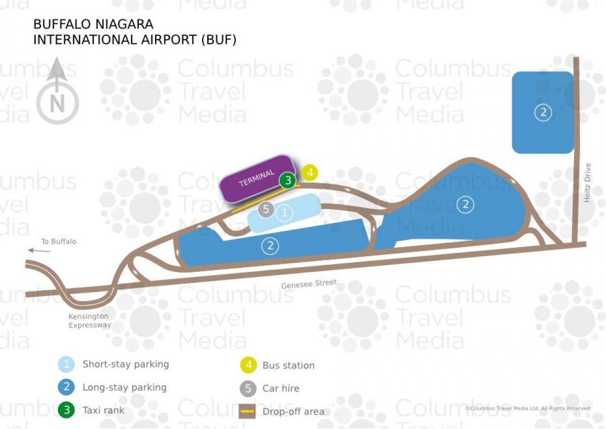 Mapa Buffalo Niagara mezinárodní letiště