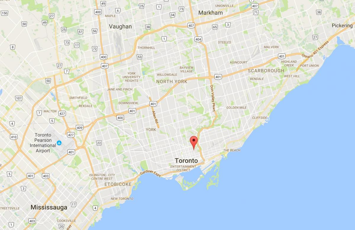 Mapa Cabbagetown district Toronto