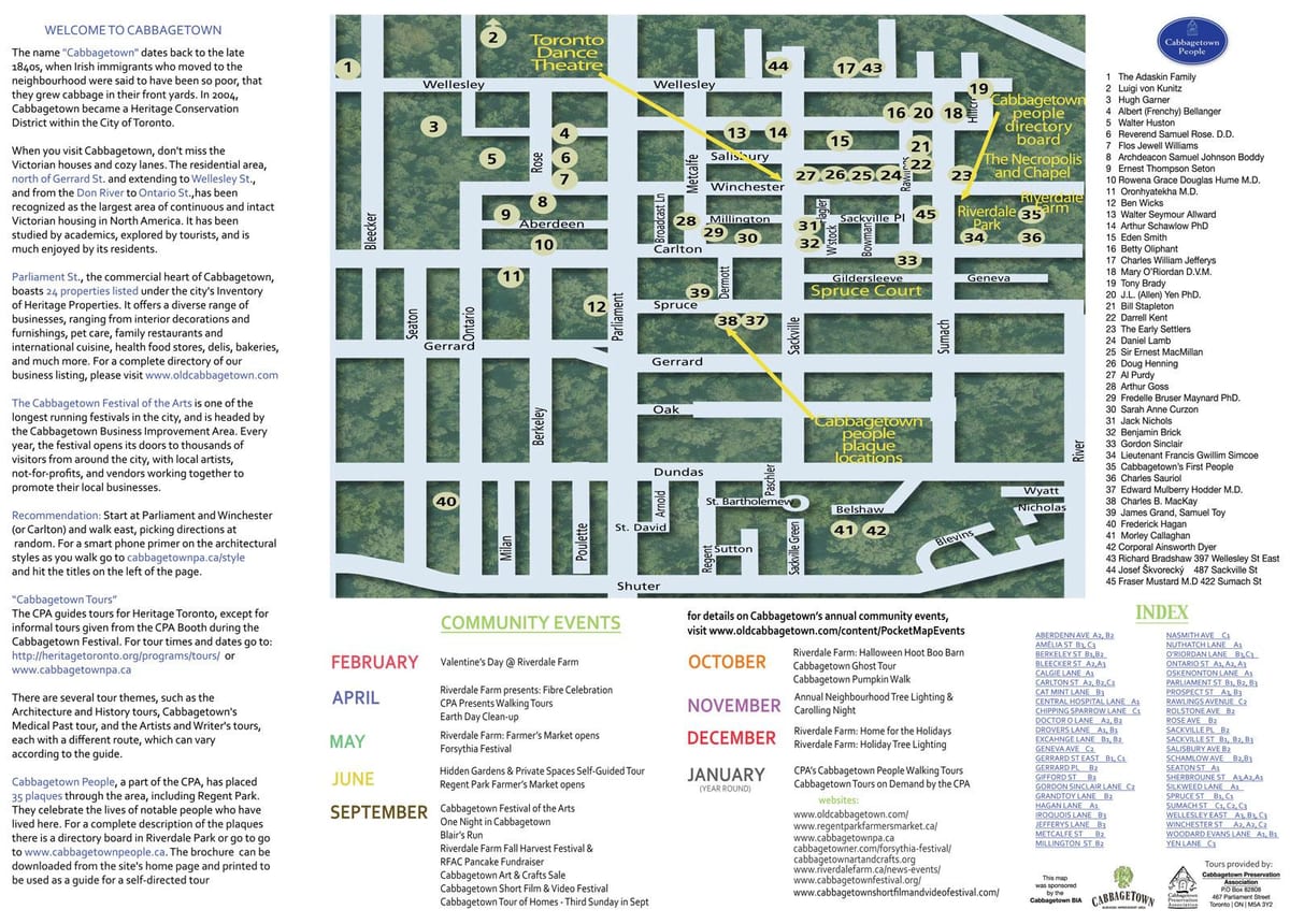Mapa Cabbagetown události Toronto