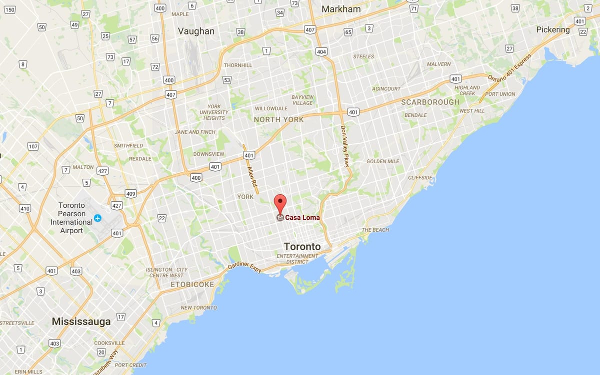 Mapa Casa Loma, čtvrť Toronto