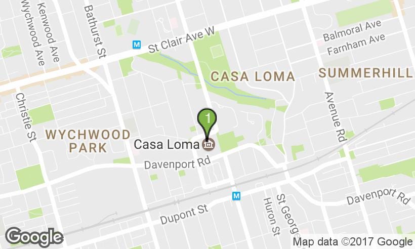 Mapa Casa Loma v Toronto