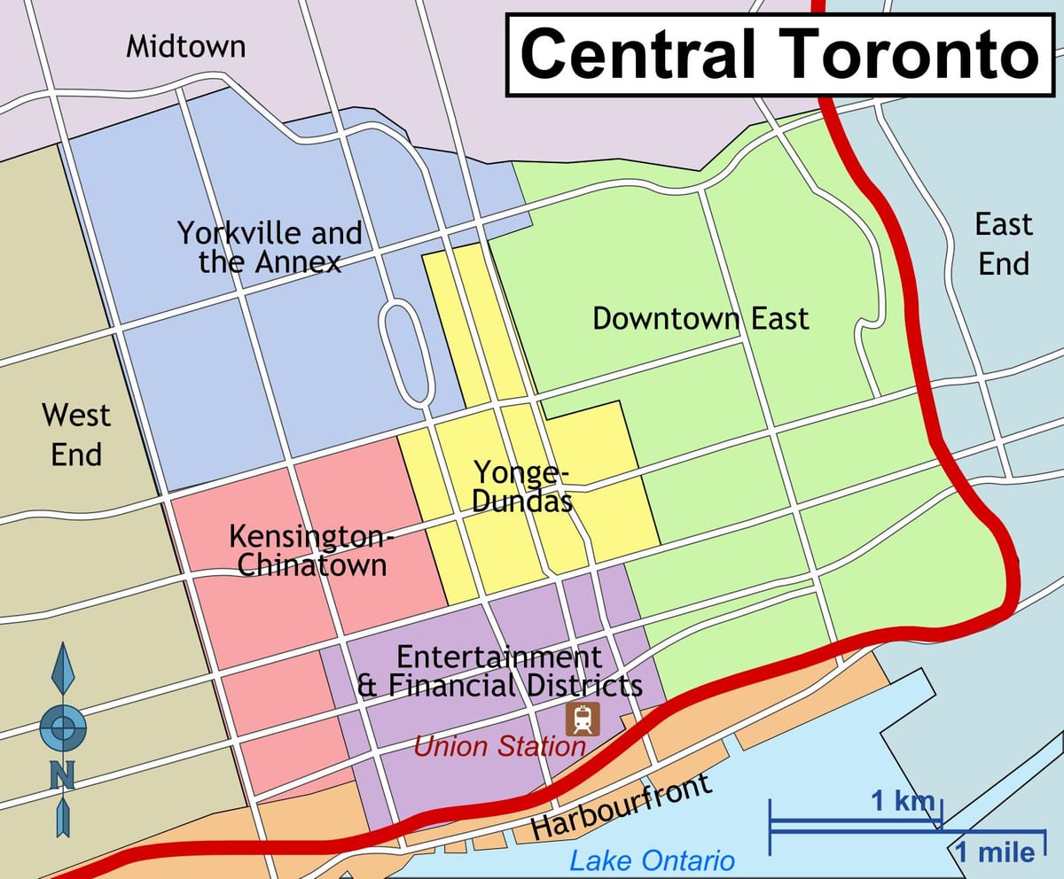 Mapa Střední Toronto