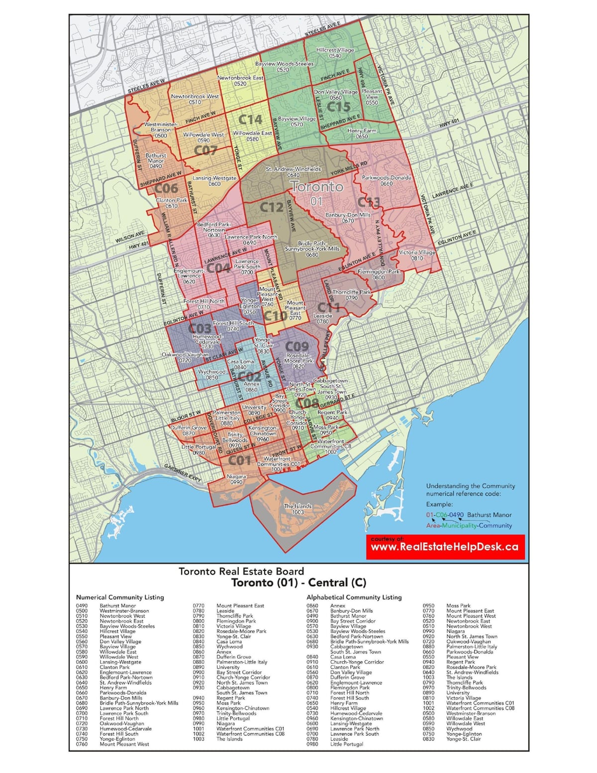 Mapa střední Toronto