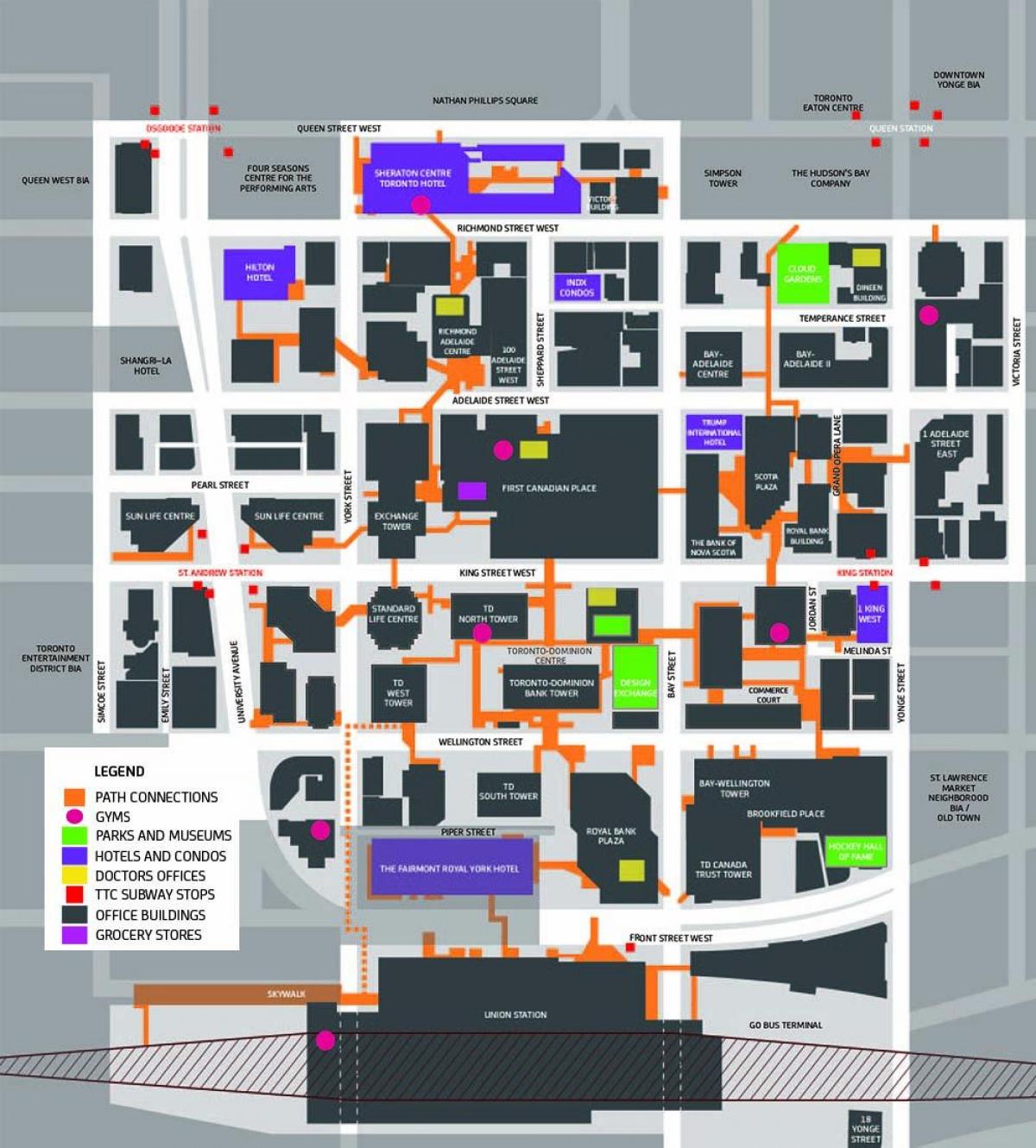 Mapa Cesty Toronto Downtown Pěší Chodník