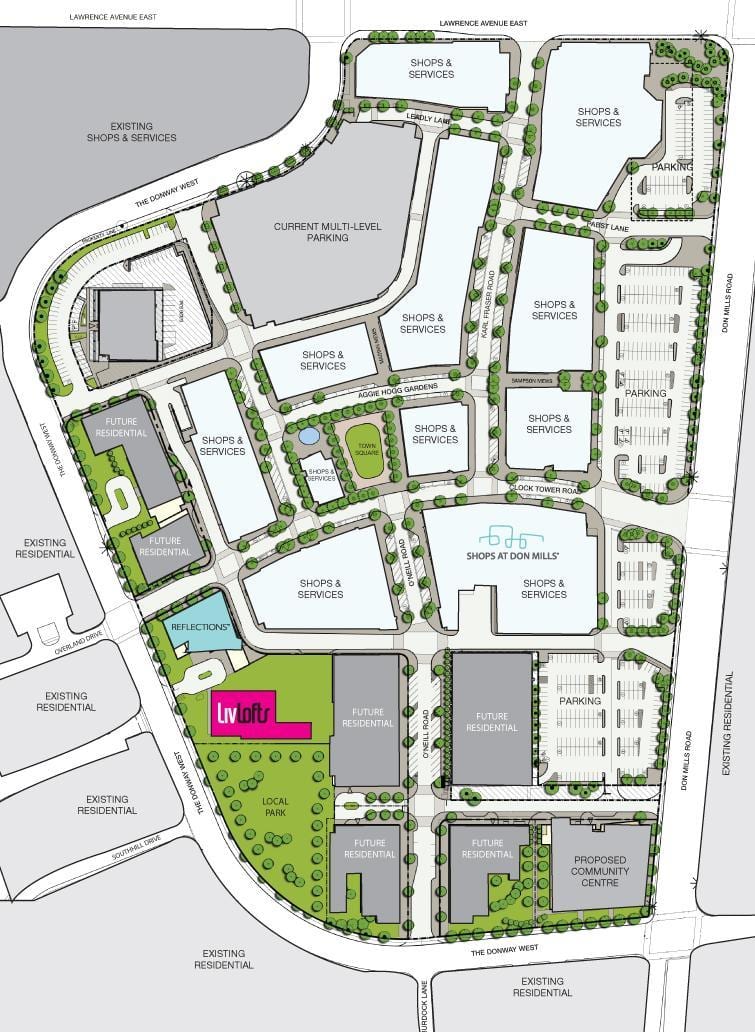 Mapa CF Obchody v Don Mills v Toronto