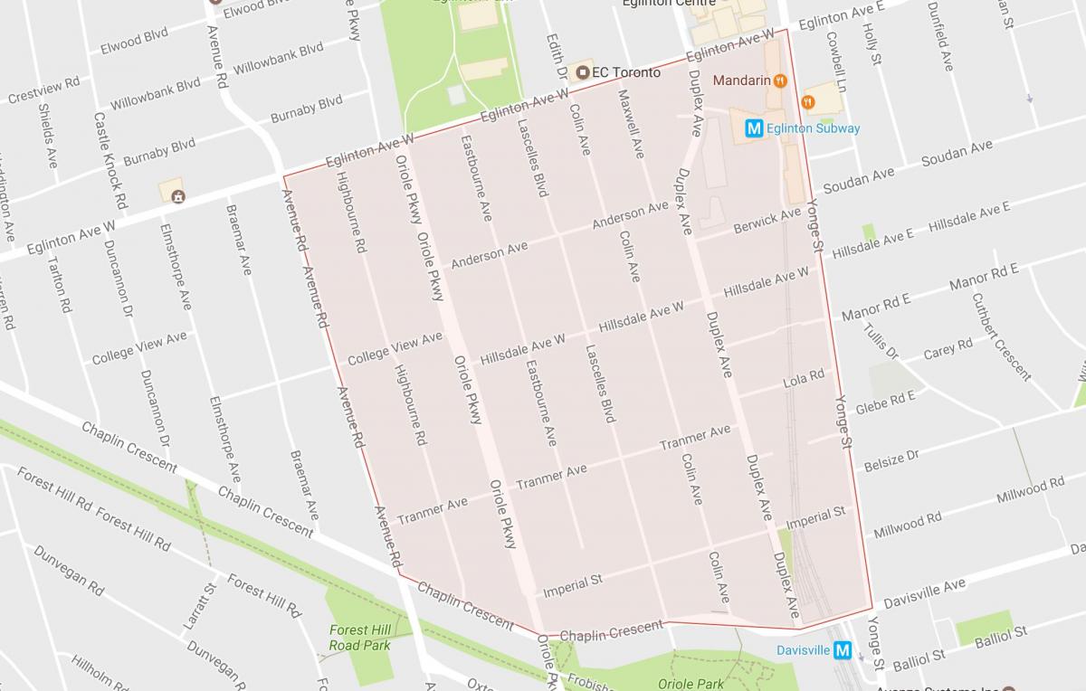 Mapa Chaplin Statky sousedství Toronta