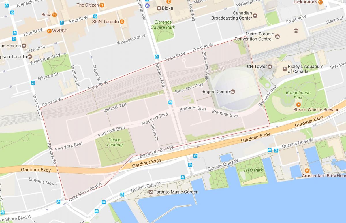 Mapa CityPlace sousedství Toronta