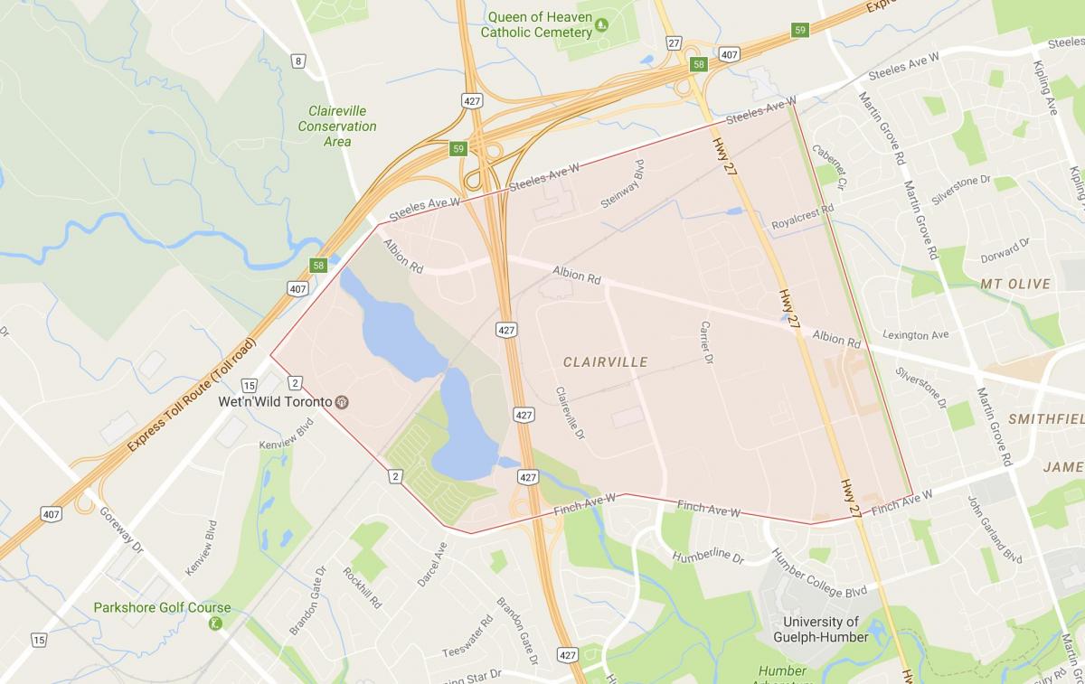 Mapa Clairville sousedství Toronta
