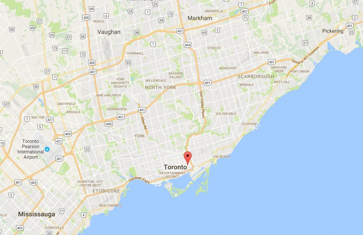 Mapa Corktownu district Toronto