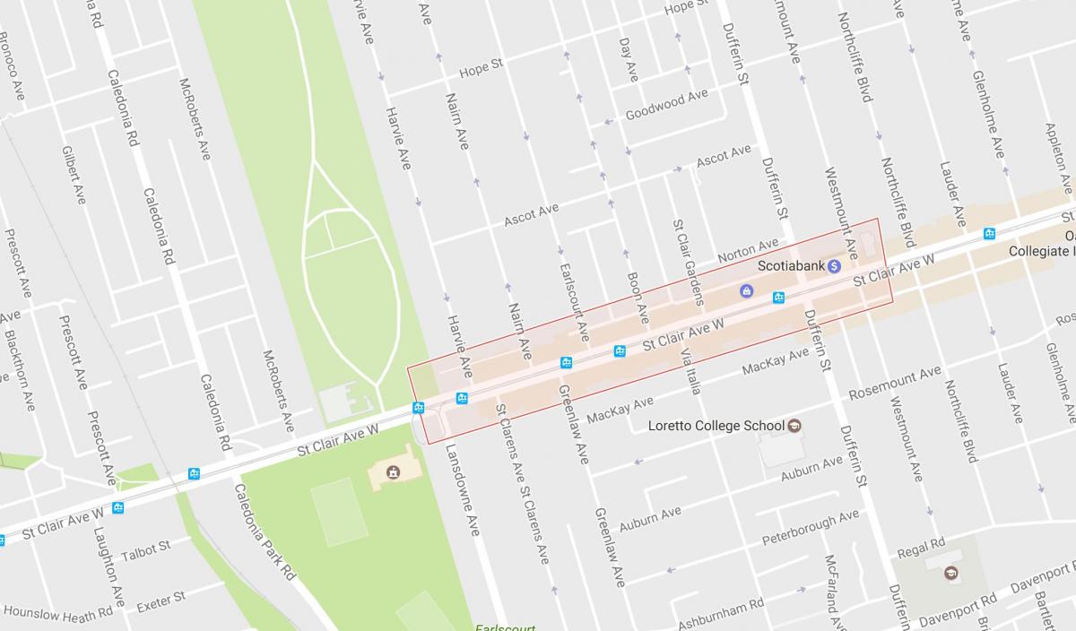 Mapa Corso Italia sousedství Toronta