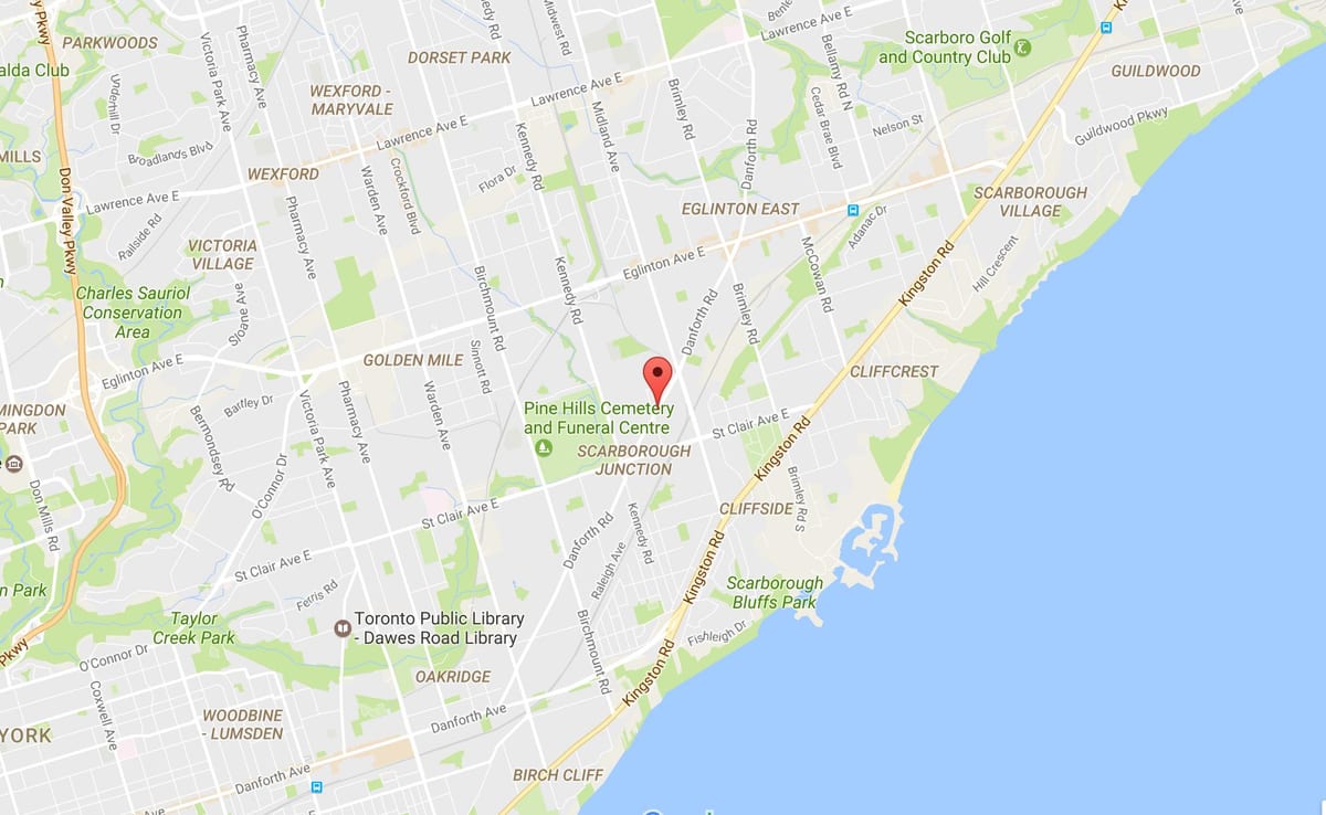 Mapa Danforth road Toronto
