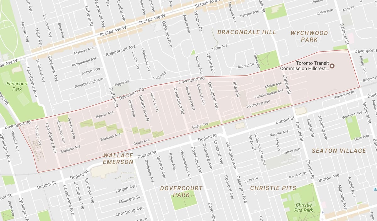 Mapa Davenport sousedství Toronta