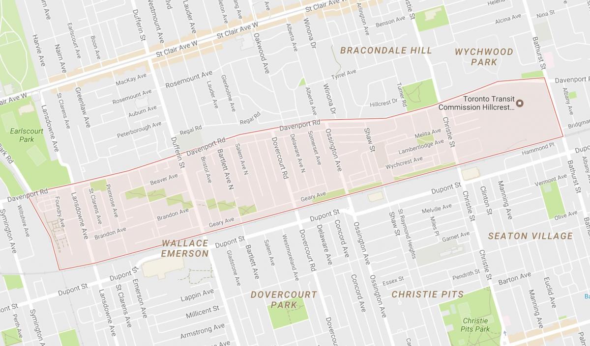 Mapa Davenport sousedství Toronta