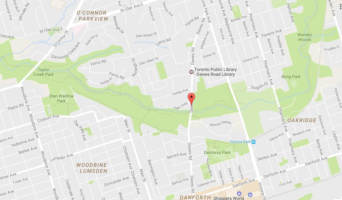 Mapa Dawes road Toronto