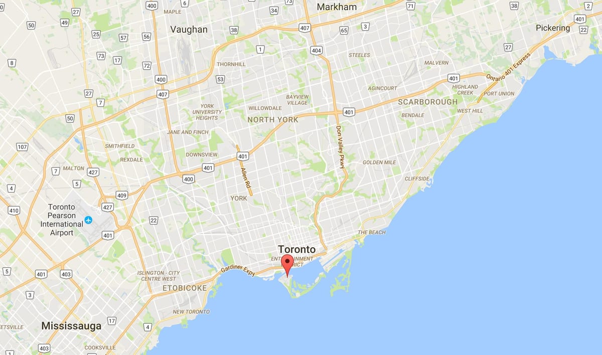 Mapa okresu Toronto Islands district Toronto
