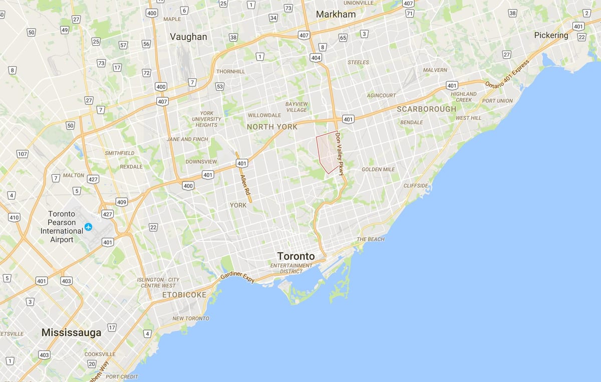 Mapa Don Mills okres Toronto