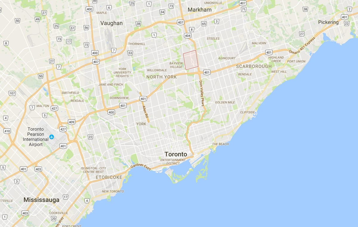 Mapa Don Valley Village Toronto