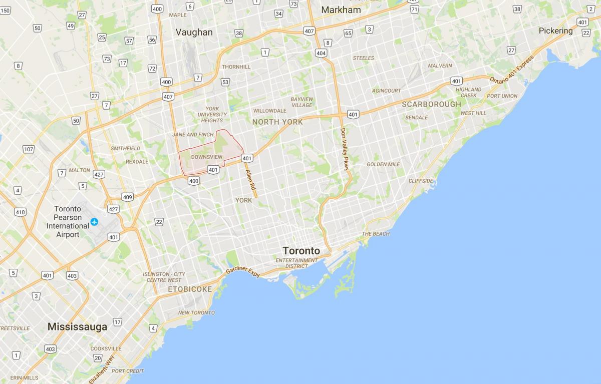 Mapa Downsview district Toronto