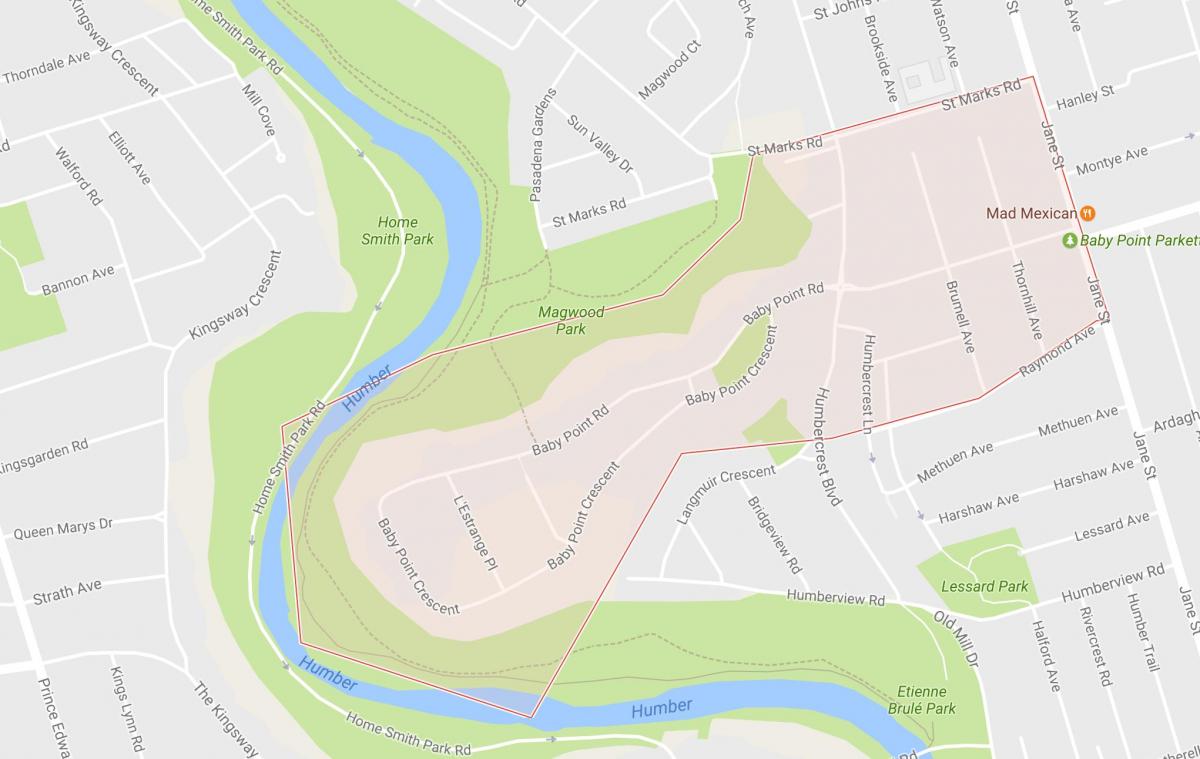 Mapa Dítě Bodu sousedství Toronta