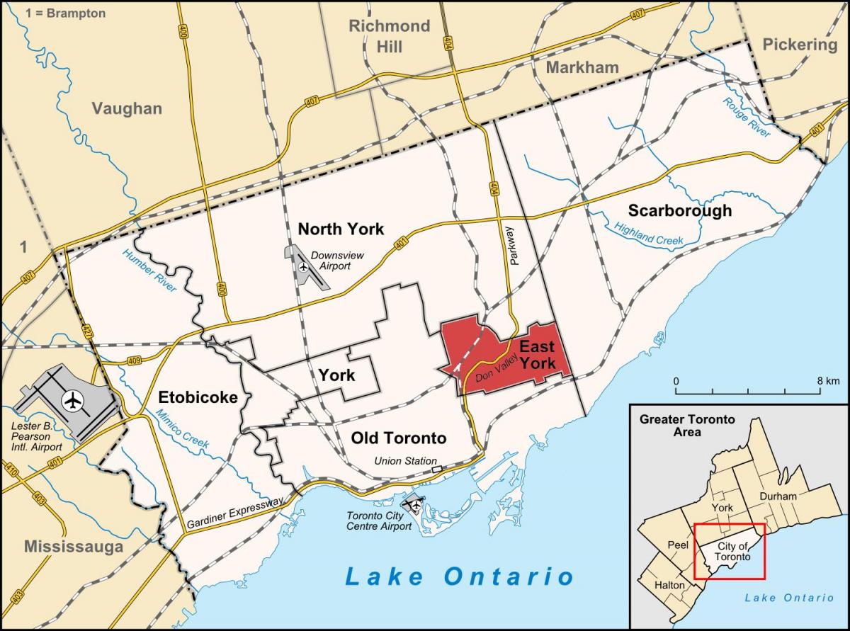 Mapa East York, Toronto