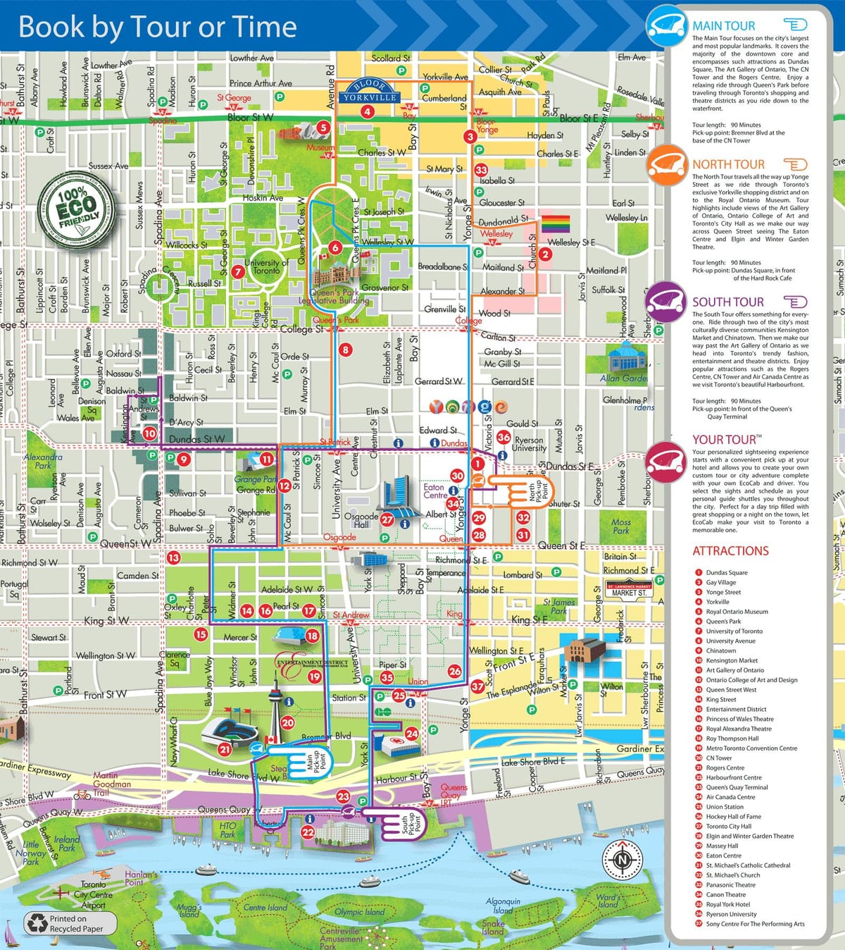Mapa Eco taxi tours v Toronto