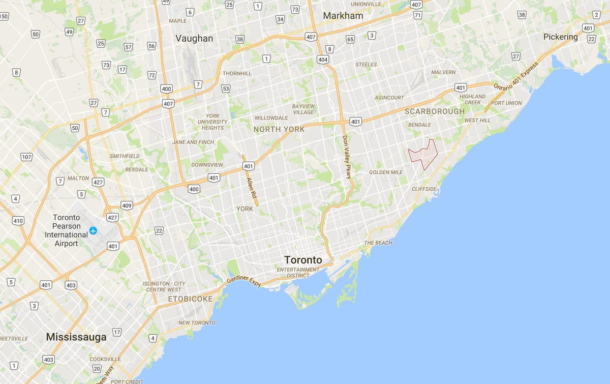 Mapa Eglinton East district Toronto