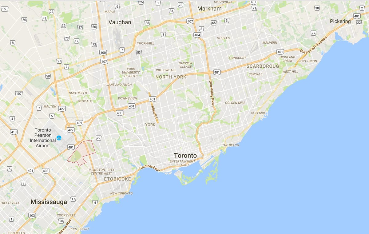 Mapa Eringate district Toronto