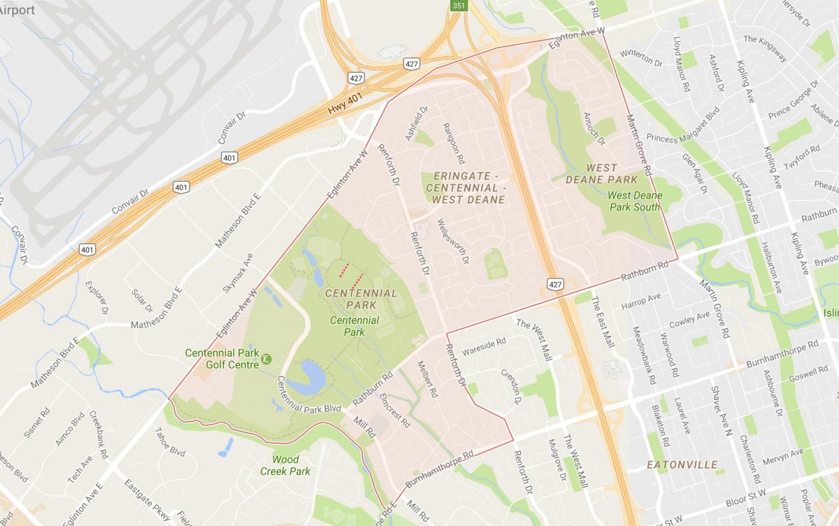 Mapa Eringate sousedství Toronta