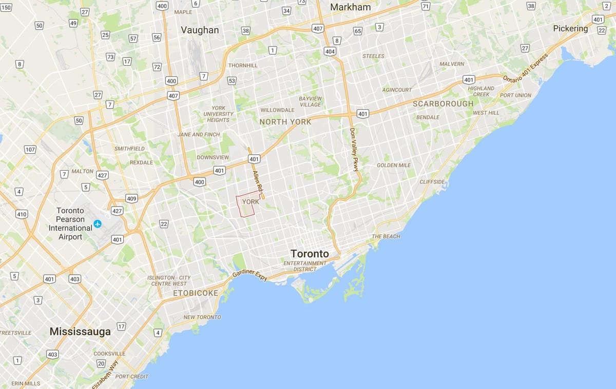 Mapa Fairbank district Toronto