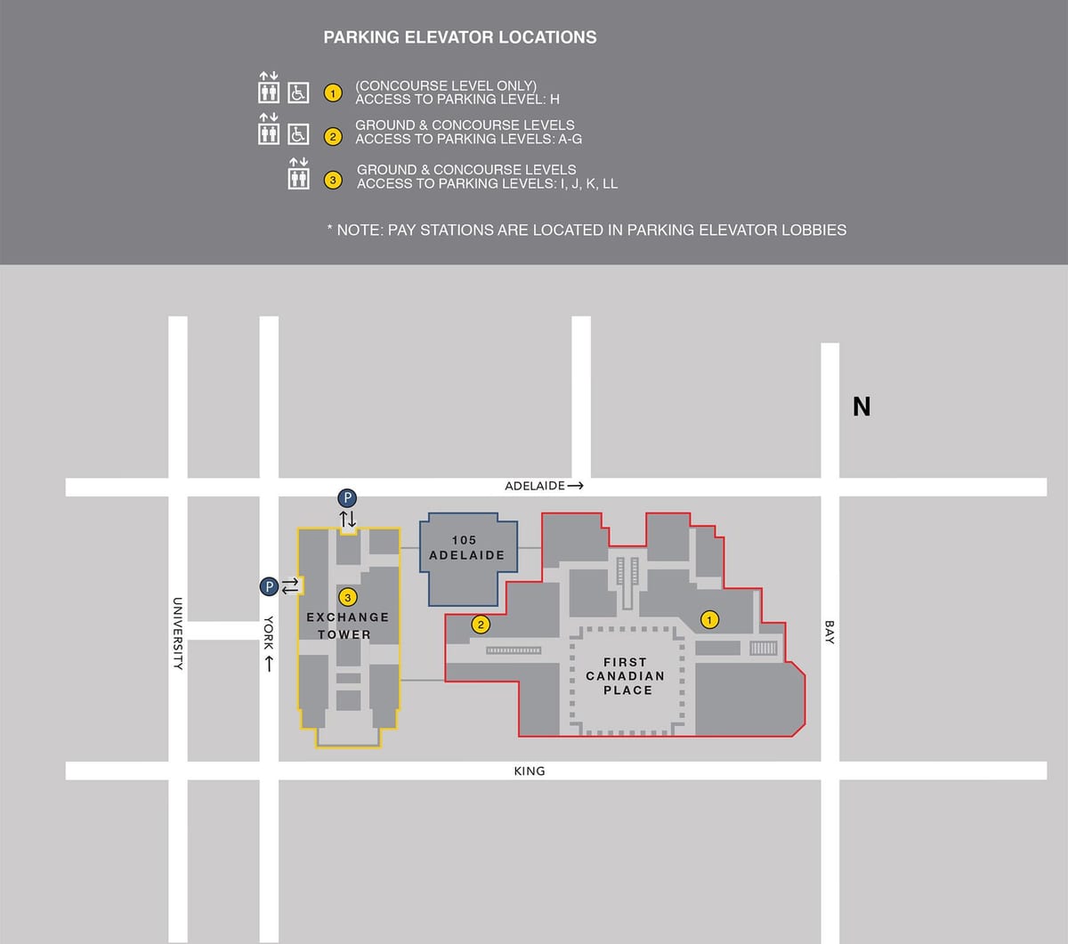 Mapa First canadian place Toronto parkování
