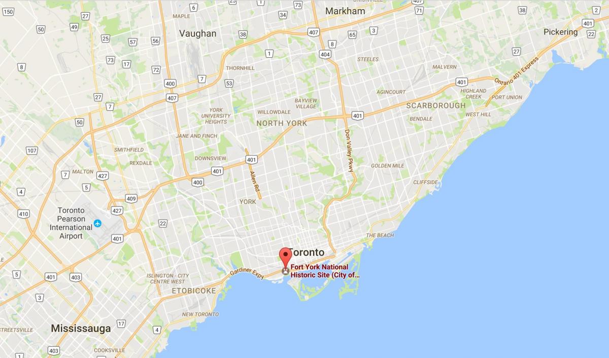 Mapa Fort York, Toronto district