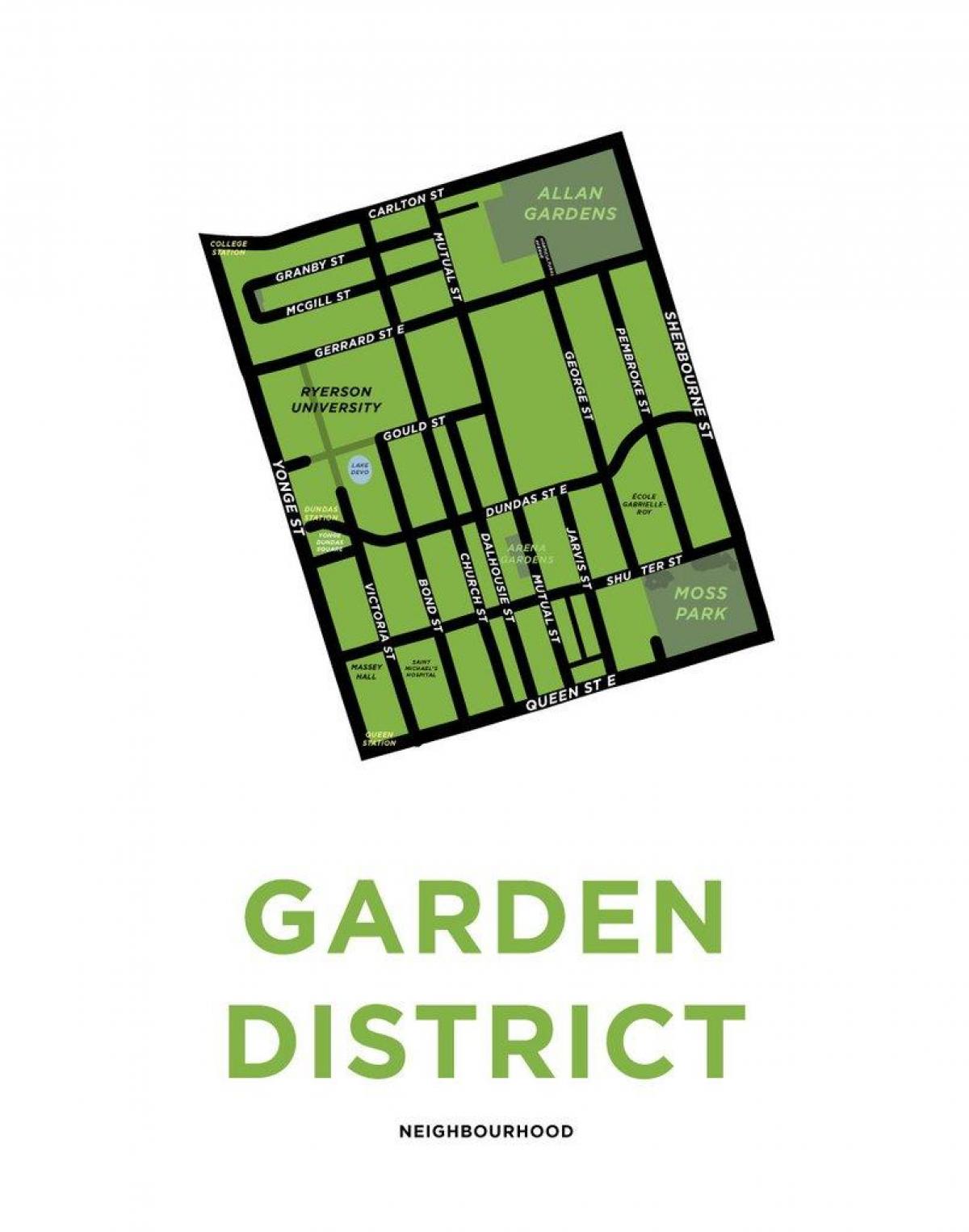 Mapa Zahradní Čtvrti přehled Toronto