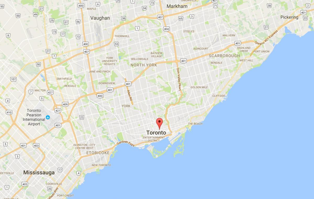 Mapa Garden District v Toronto